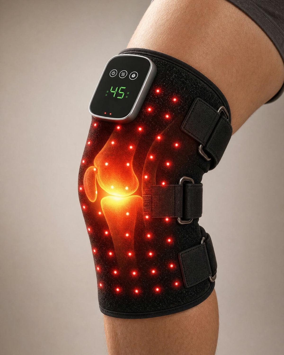 Red and near-infrared light reaching the knee joint - illustrative