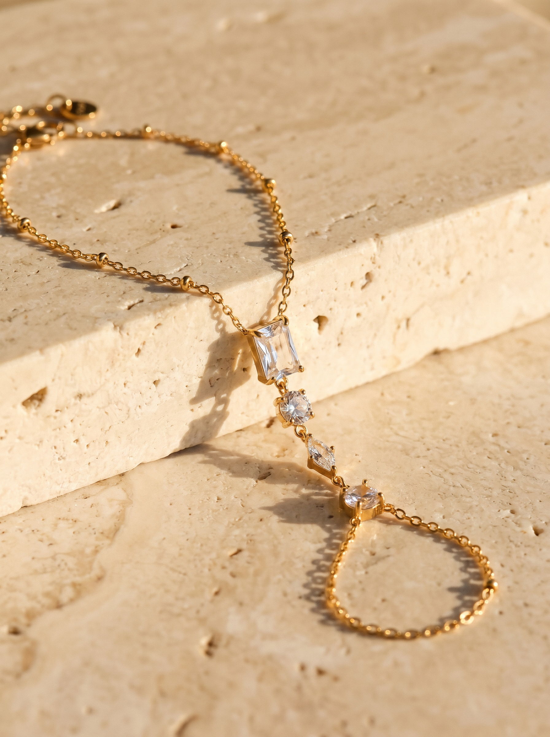 Fil — 18K CZ Hand Chain Bracelet