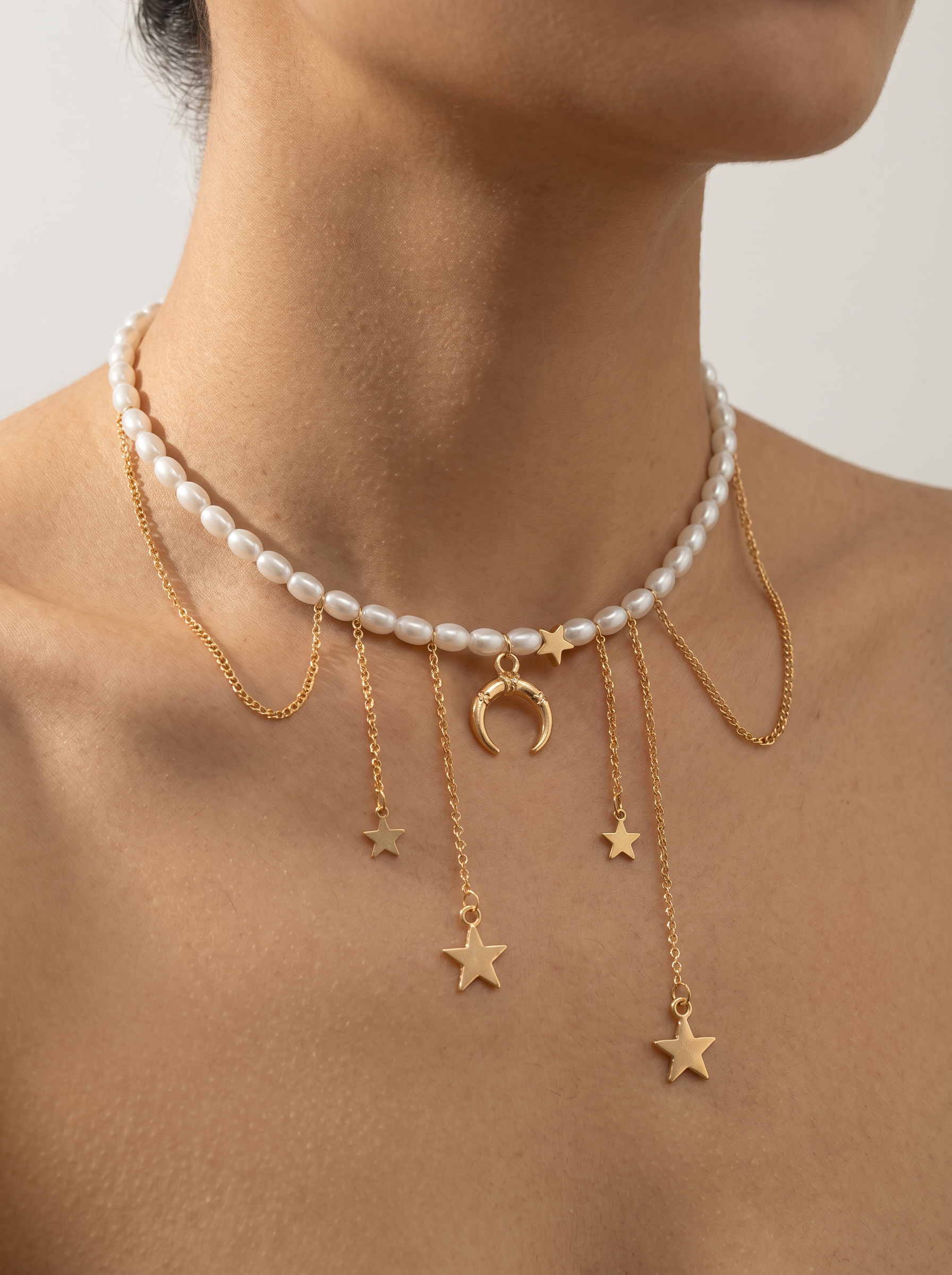 Lyra — Star Moon Pearl Choker