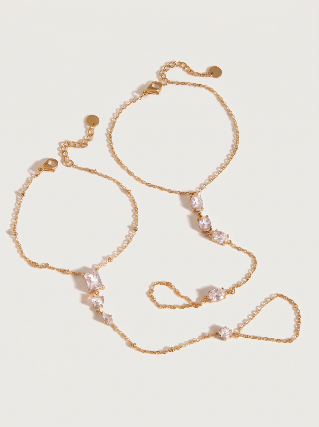 Fil — 18K CZ Hand Chain Bracelet