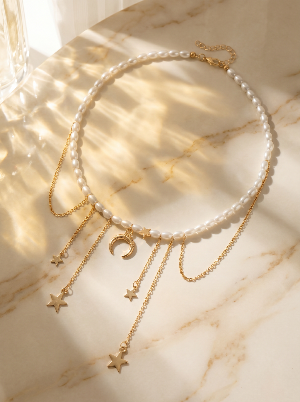 Lyra — Star Moon Pearl Choker
