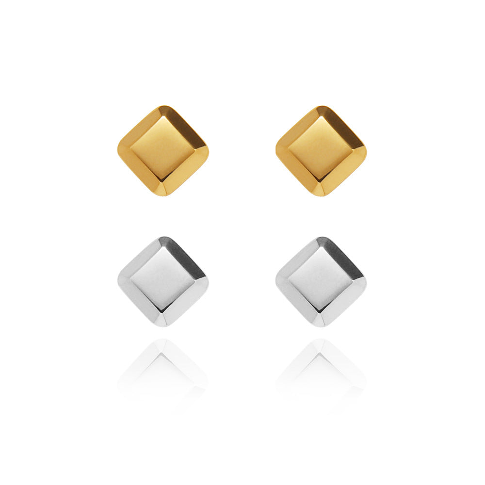 Carre square stud earrings gold and silver