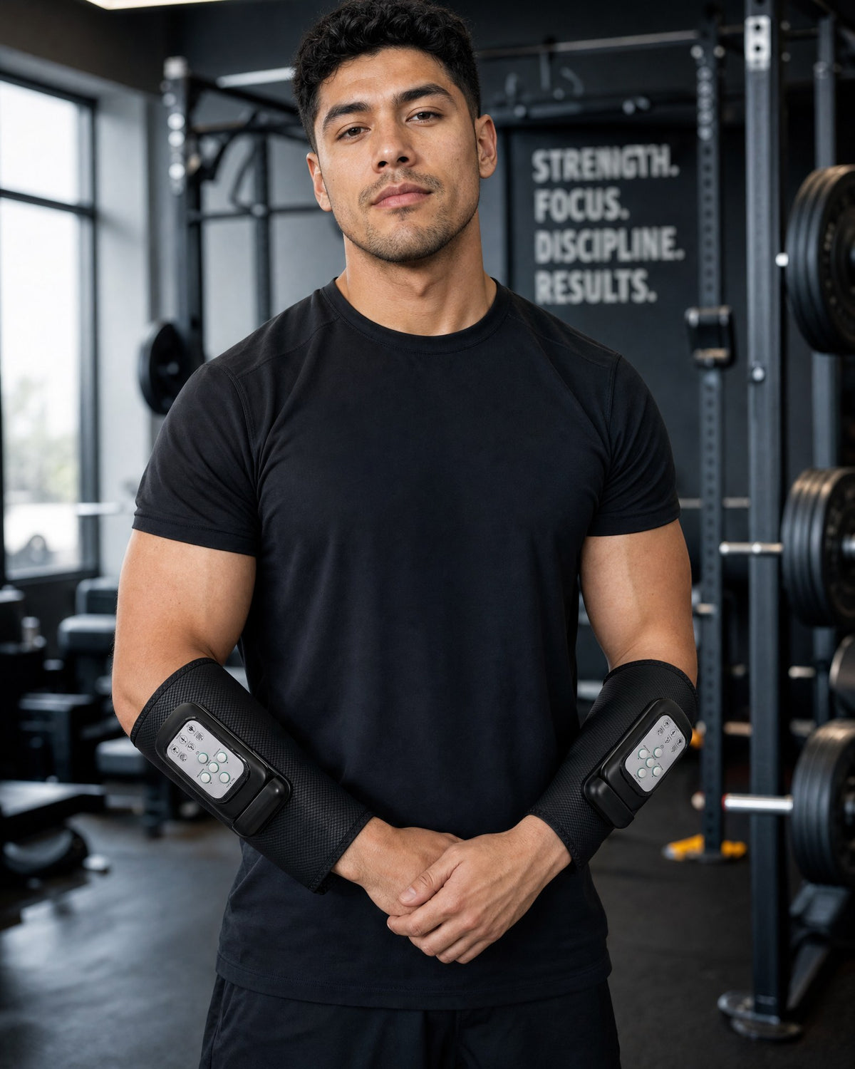 Holtrow Flow Mini worn on both forearms after grip training