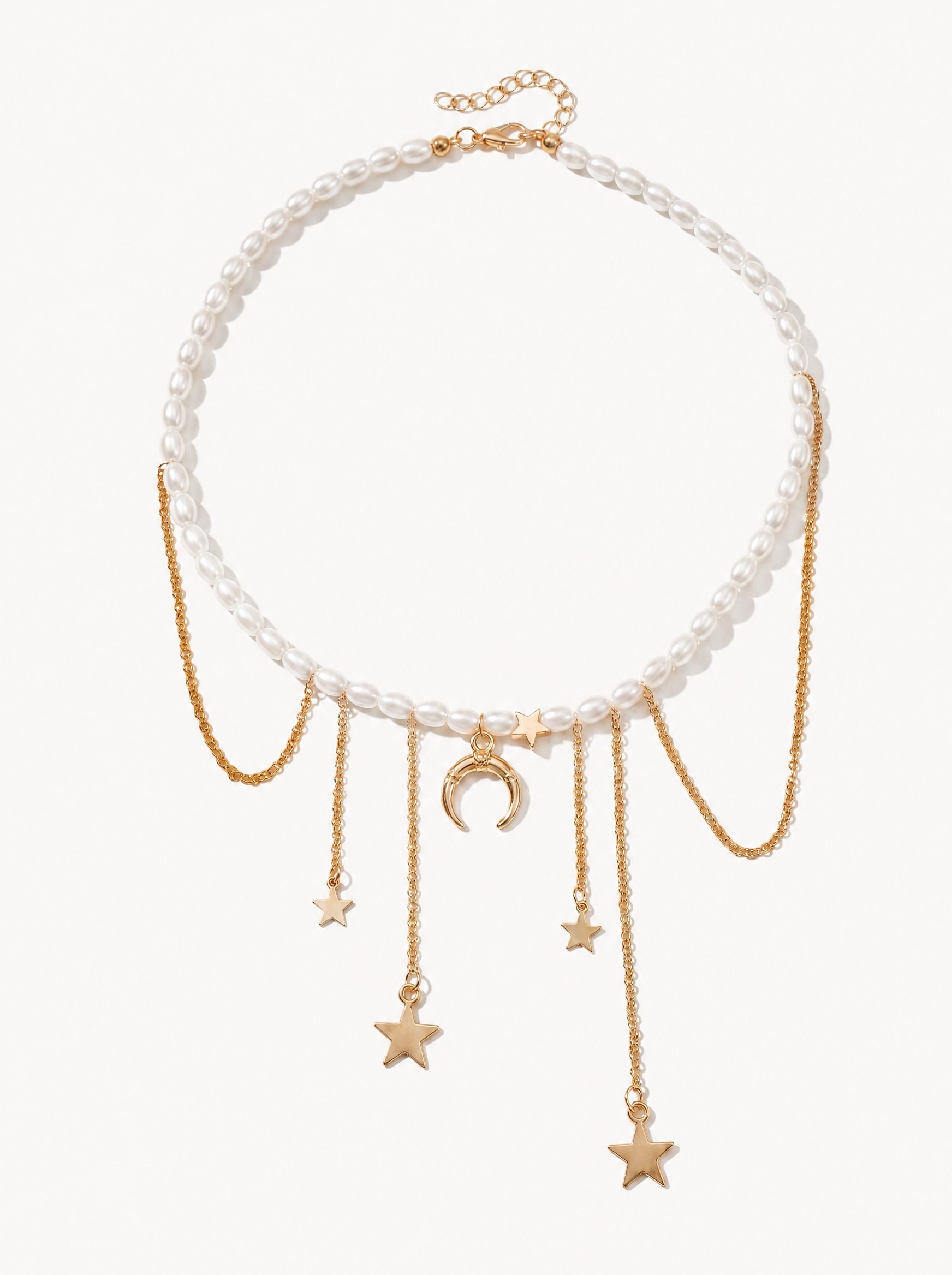 Lyra star moon pearl choker