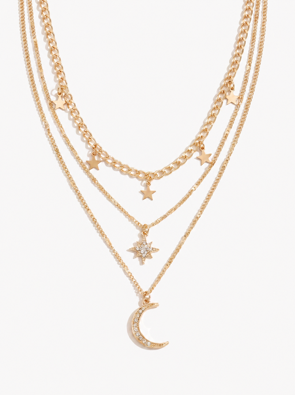 Lux moon star universe layered necklace