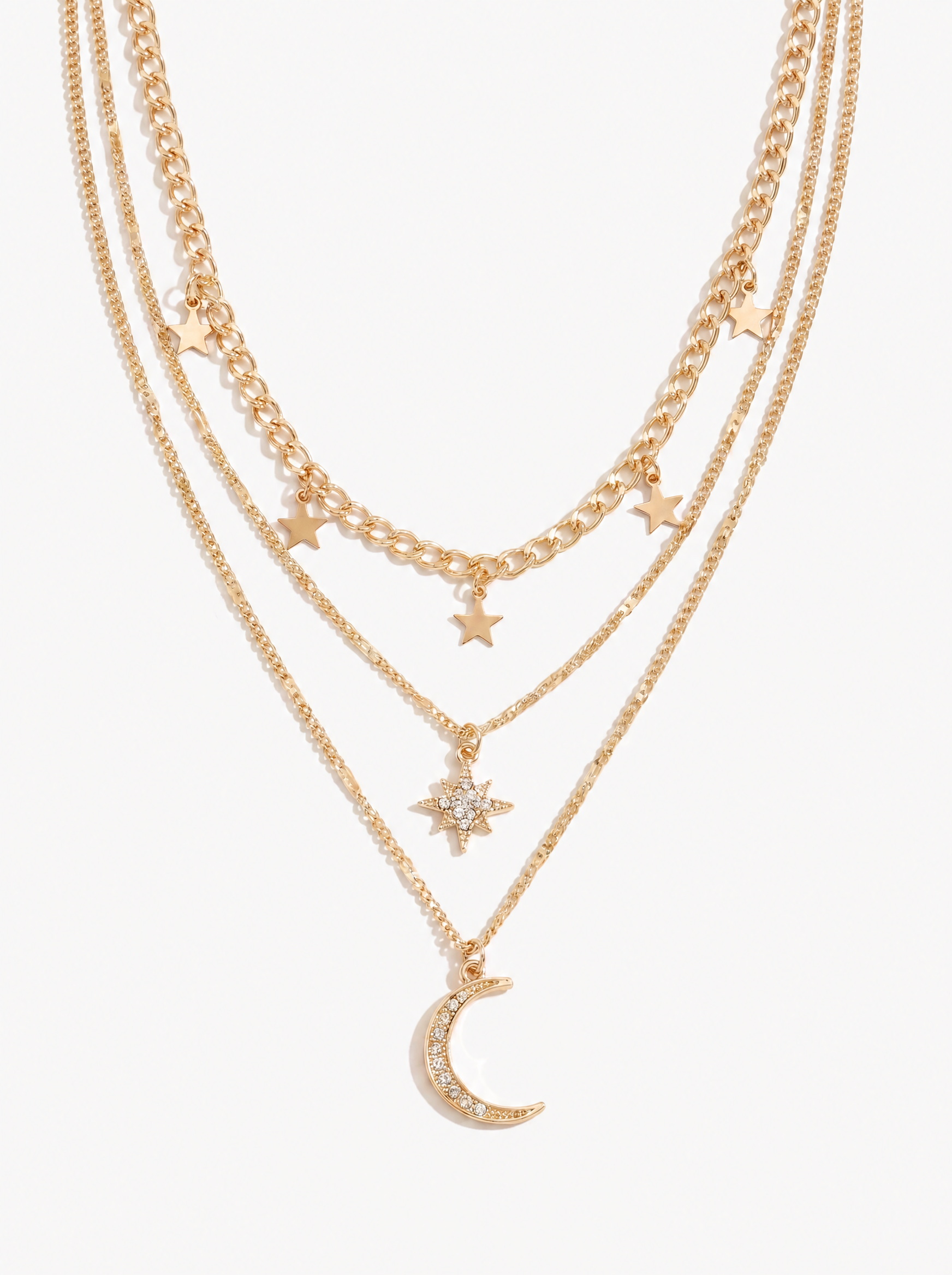 Lux moon star universe layered necklace