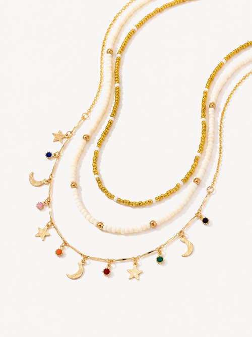 Astral pearl star moon layered set
