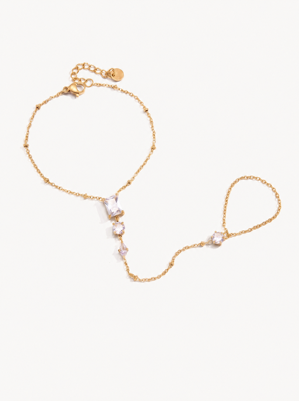 Fil 18K CZ hand chain bracelet
