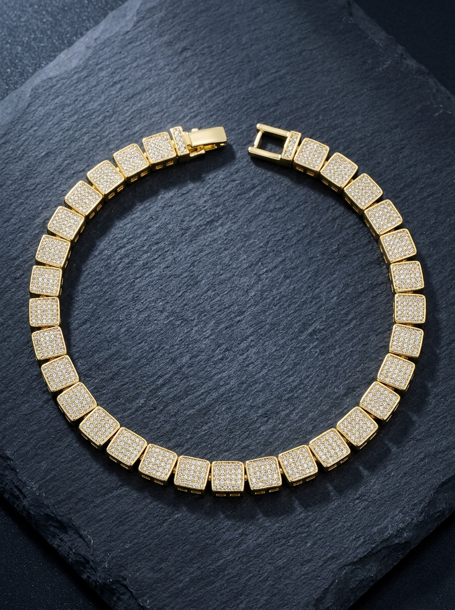 Faïence — 18K Gold Pavé Tennis Bracelet
