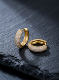Brio — 18K Gold Pavé Huggie Earrings