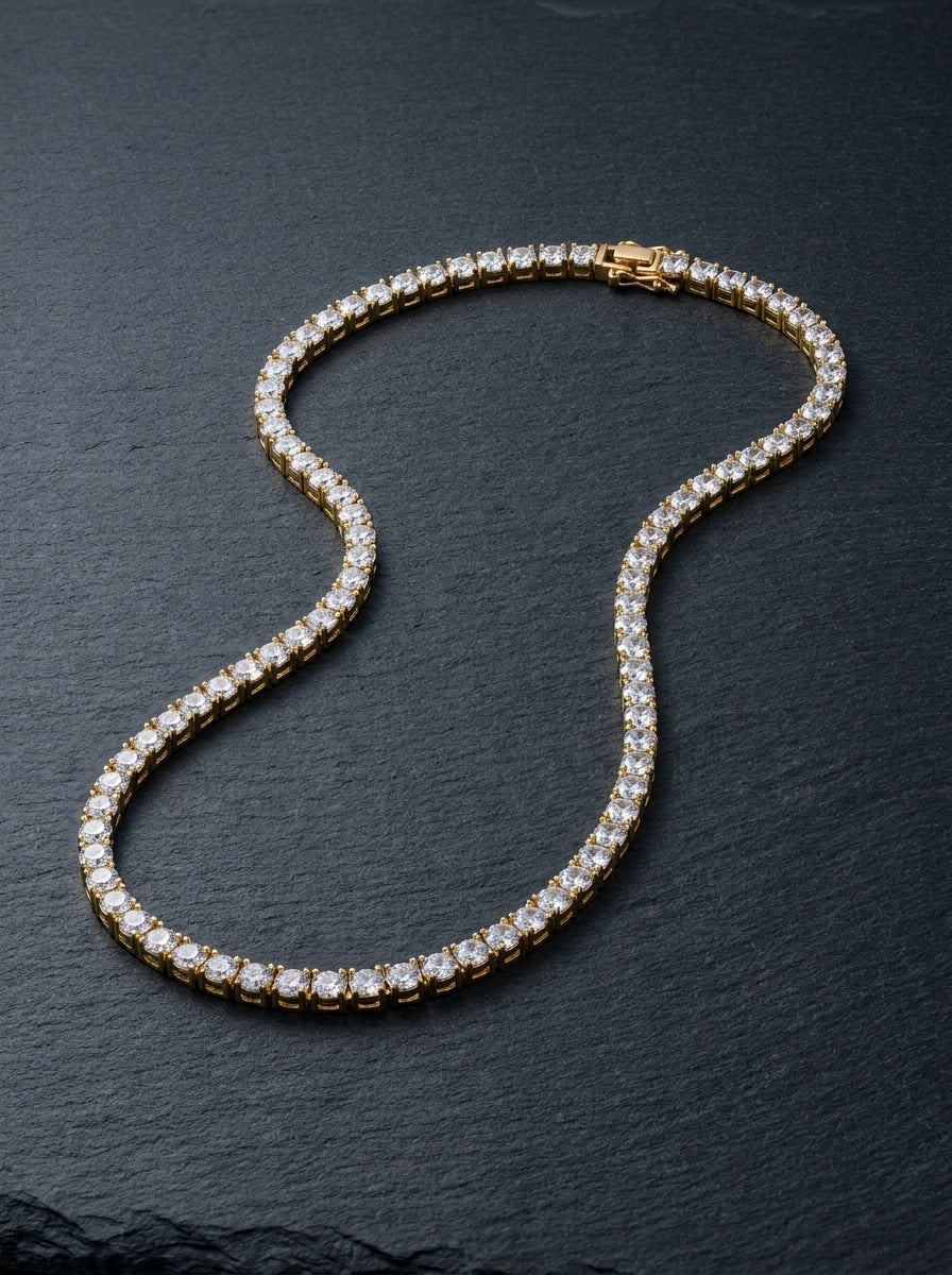 Lustre — 18K Gold CZ Tennis Necklace