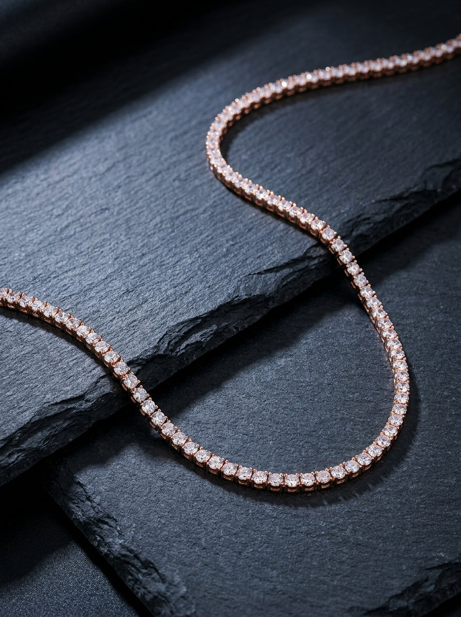 Rosé — 18K Rose Gold Pavé Necklace