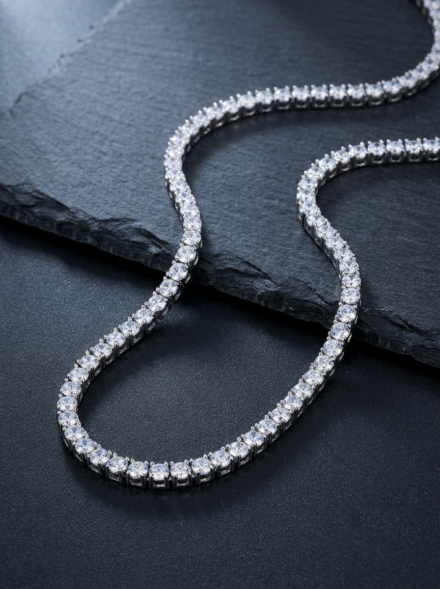 Néige — 18K Pavé Tennis Necklace
