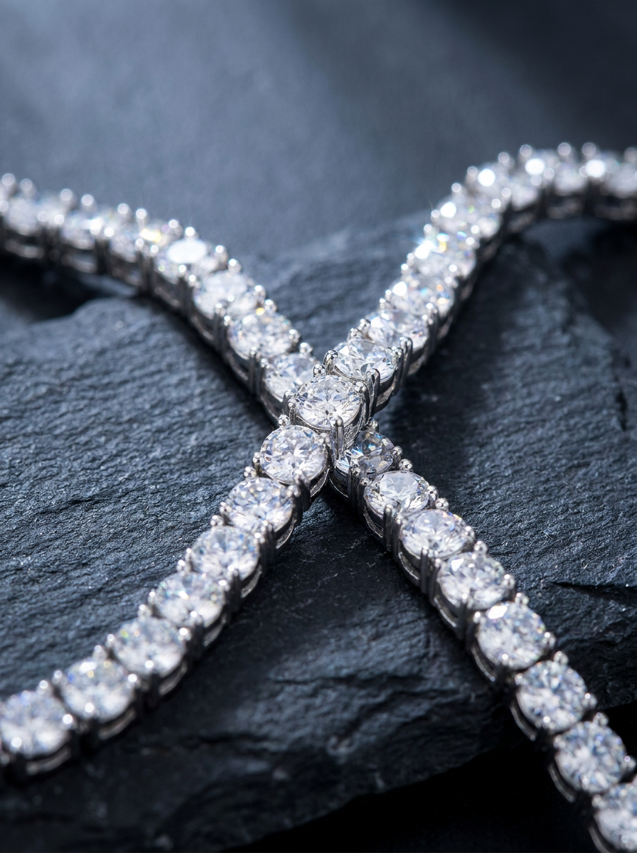 Néige — 18K Pavé Tennis Necklace