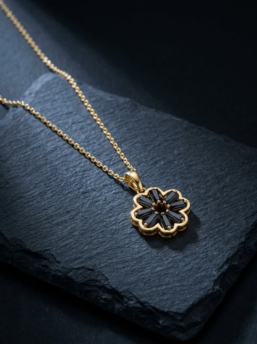 Onyx — 18K Black Clover Necklace
