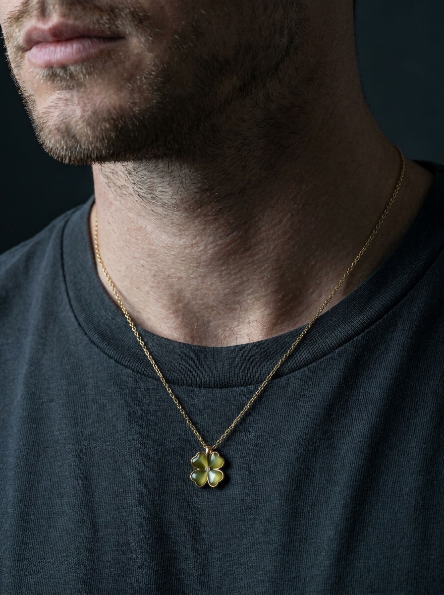 Olive — 18K Olive Clover Necklace