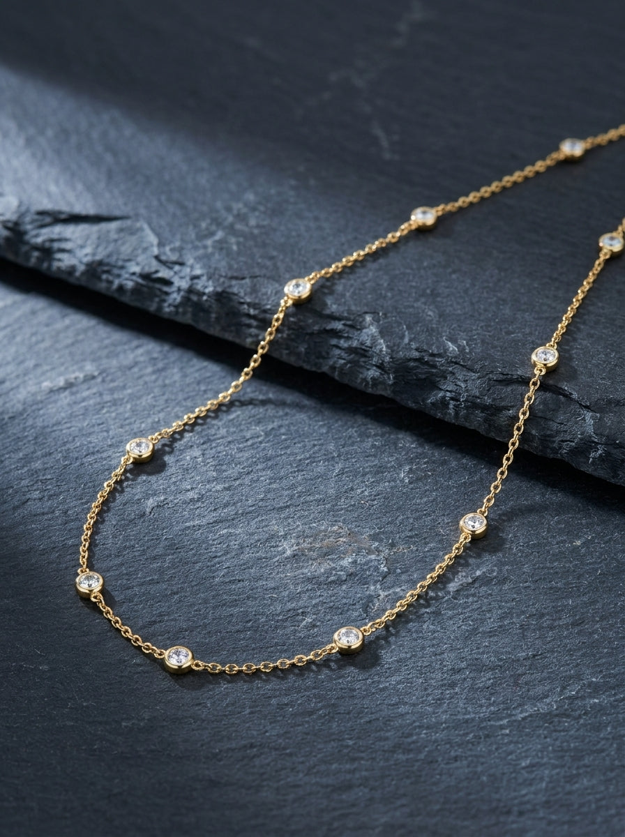 Bulle — 18K Mixed Bezel Necklace