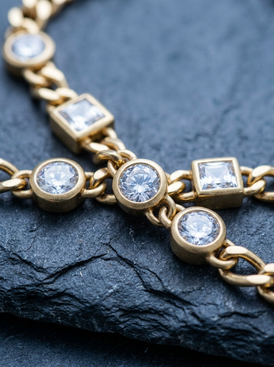 Bulle — 18K Mixed Bezel Necklace