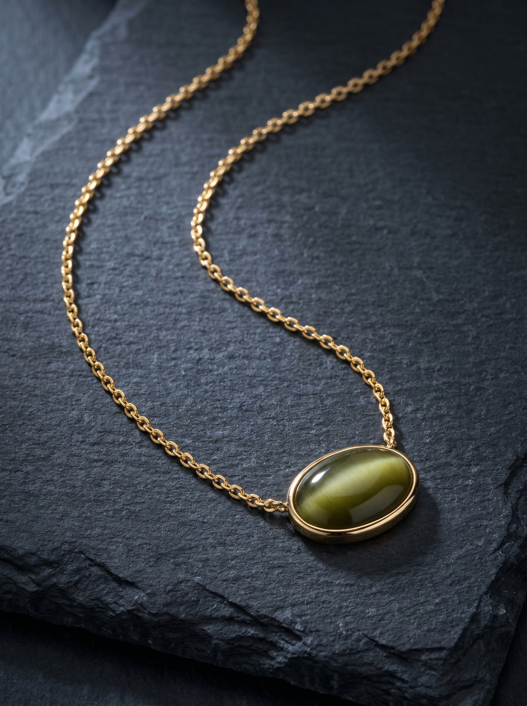 Savone Olive — Cat-Eye Pendant Necklace