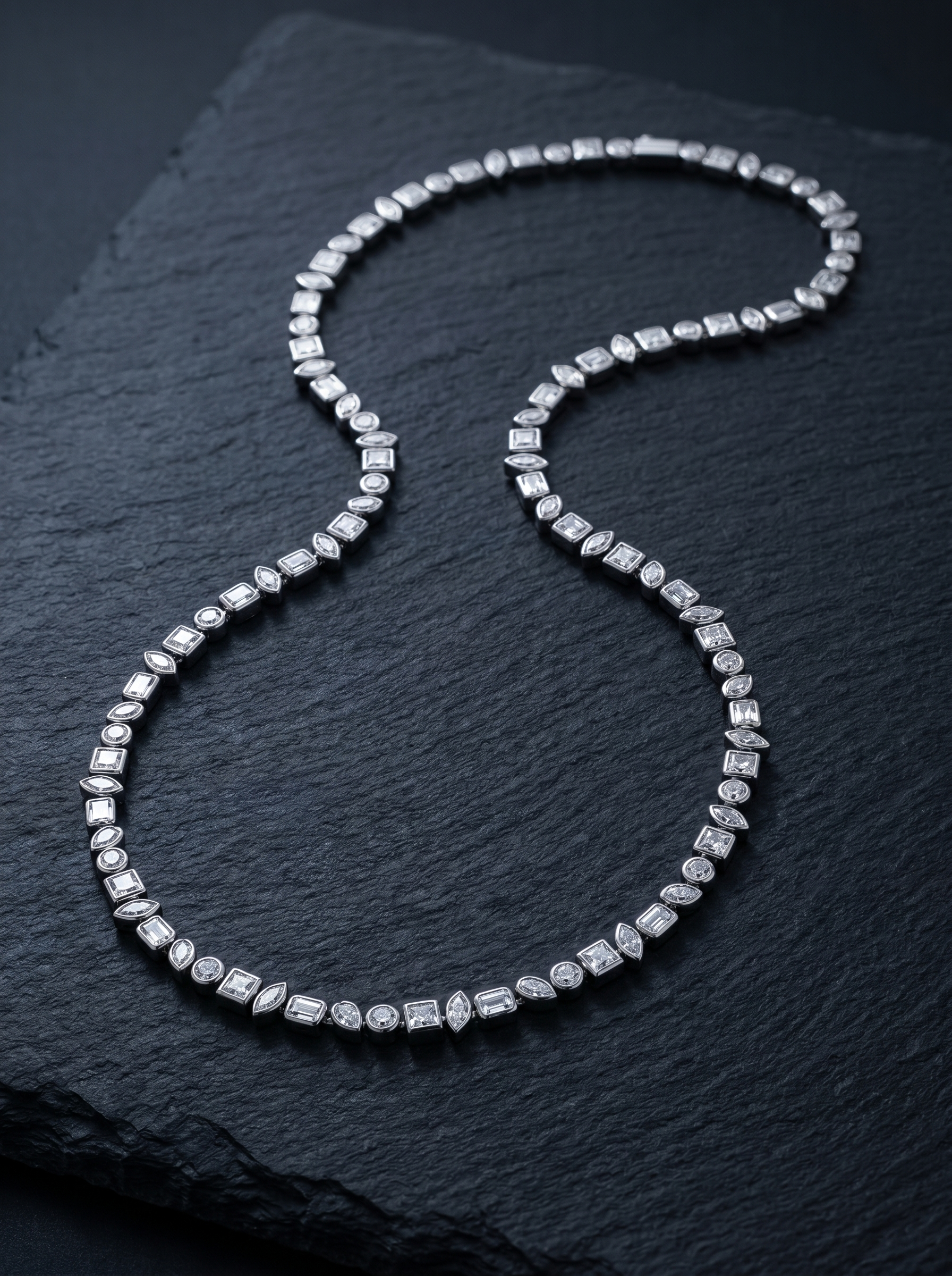 Bulle — 18K Mixed Bezel Necklace