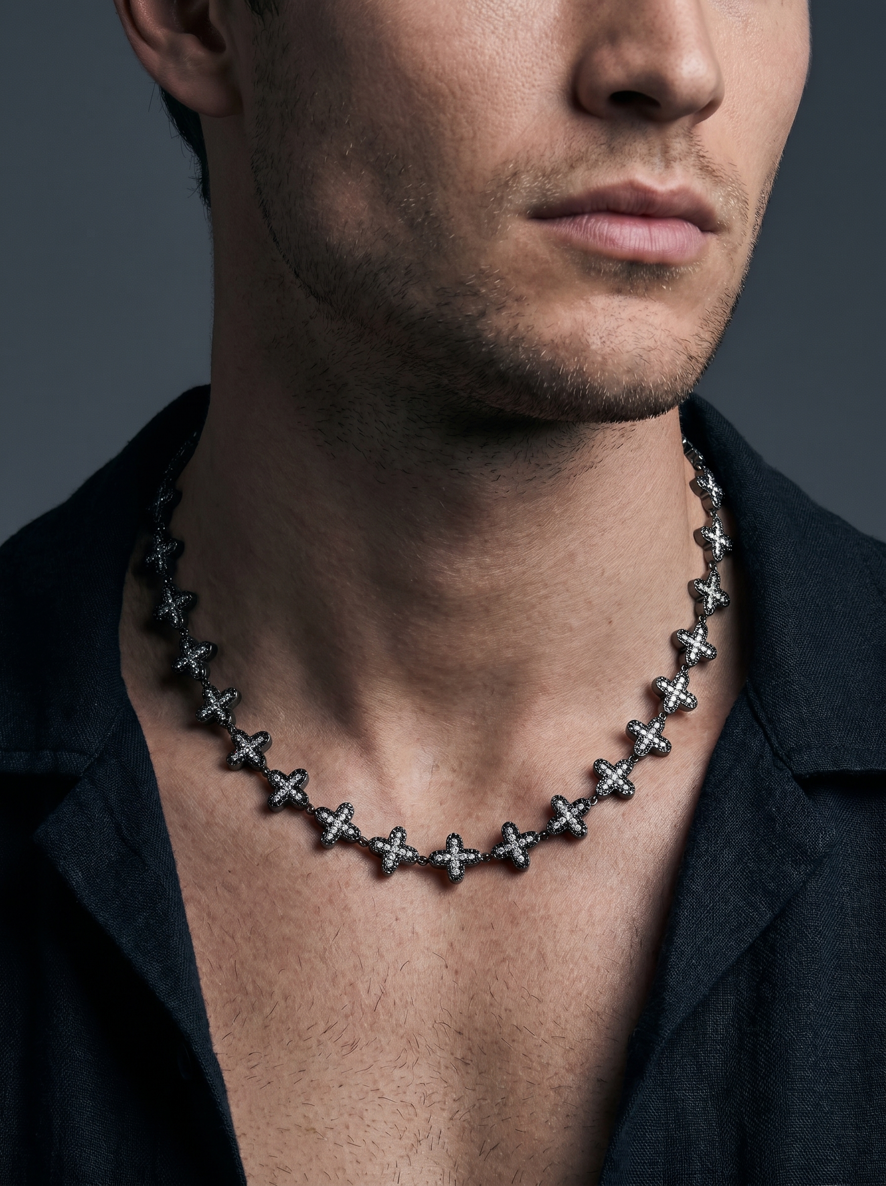 Onyx — 18K Black Clover Necklace