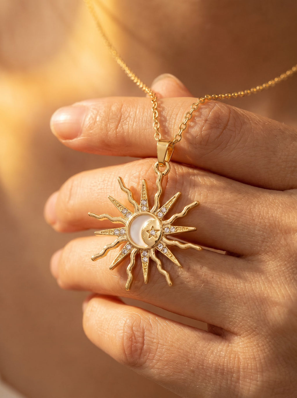 Sol — Celestial Sun Star Moon Pendant
