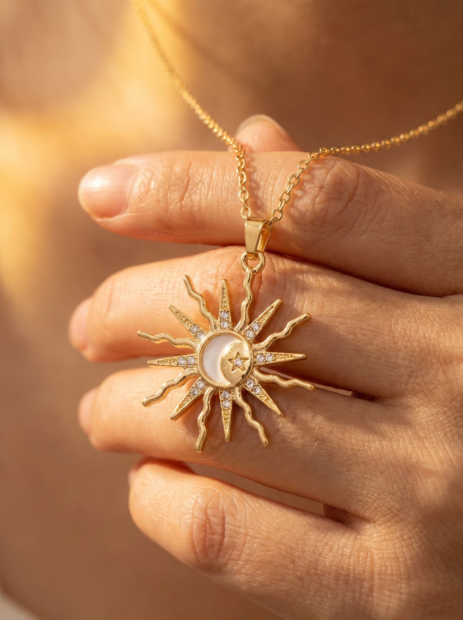 Sol — Celestial Sun Star Moon Pendant