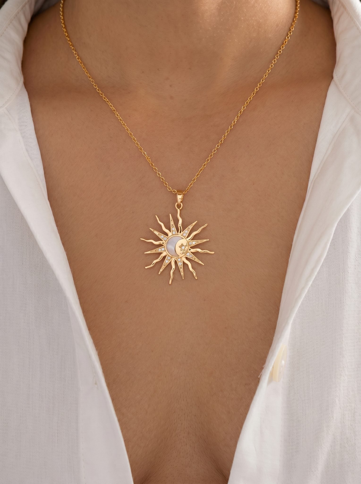 Sol — Celestial Sun Star Moon Pendant