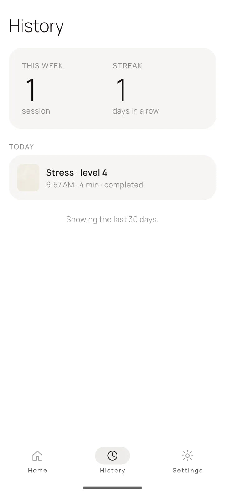 History: sessions this week and a streak